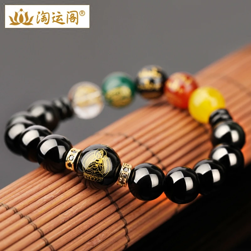 五路财神黑曜石生肖本命佛红玛瑙手链转运珠2024龙年男女吉祥礼物