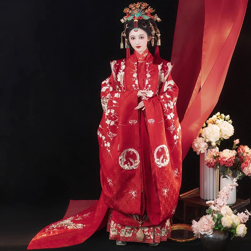 钟灵记【凤鸾台】拖尾婚服重工刺绣凤纹牡丹梅花纹4.2米摆中国风