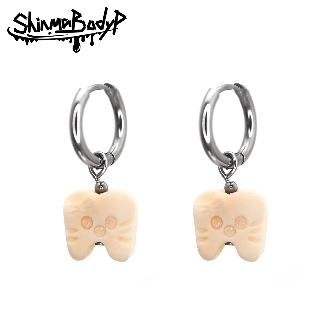 钛钢耳饰 SHINMA 钛钢骷髅kitty奶糖可爱万圣节亚比甜美女生耳环