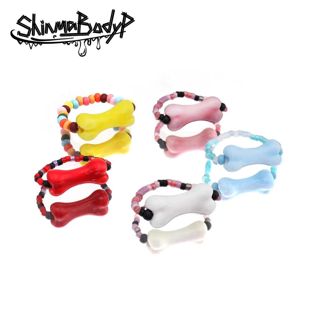 非金属陶瓷戒指 SHINMA 陶瓷骨头可爱甜酷风戒指指环土酷个性女生