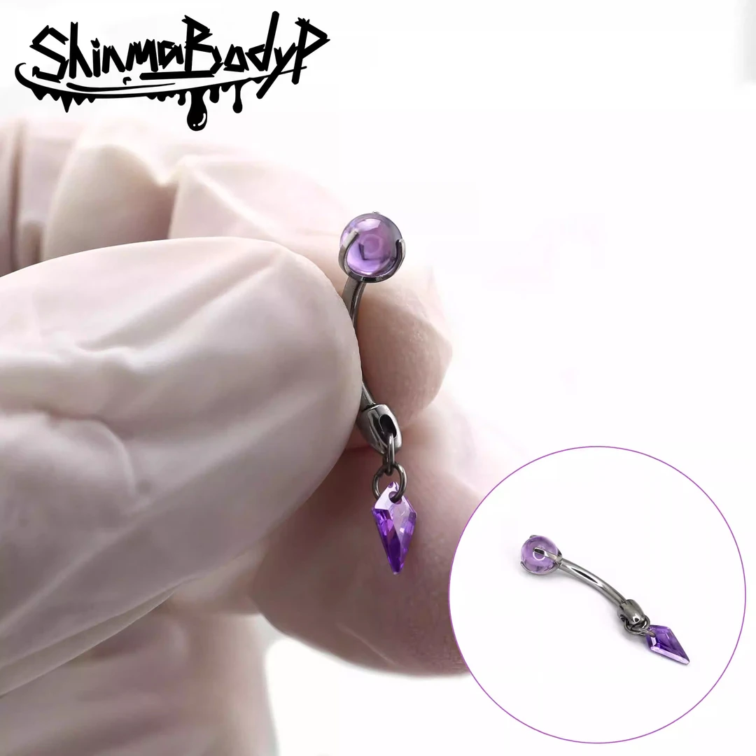 合成水晶SHINMA F-136钛合金锆石珍珠魔法爱心挂坠眉钉rook钉骨钉