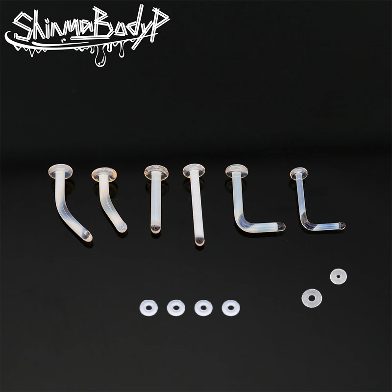 非金属玻璃耳饰 SHINMA 肤色无铅玻璃学生防过敏透明鼻钉耳骨钉