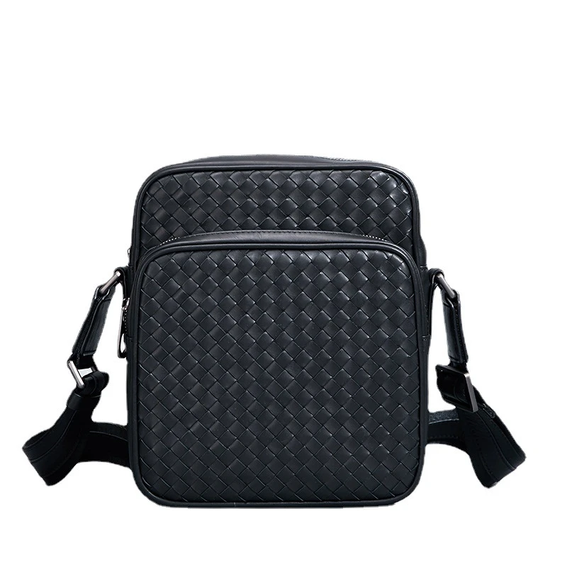 真皮编织时尚休闲斜跨包男士包单肩