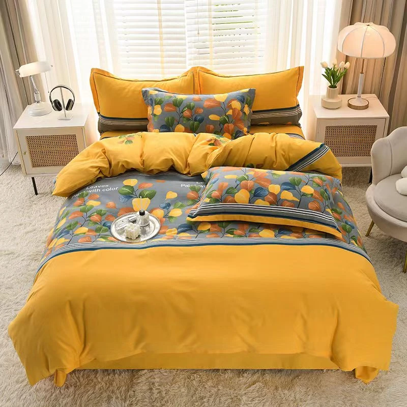 四季款加厚全棉加磨毛四件套轻奢印花斜纹亲肤柔软舒适可机洗