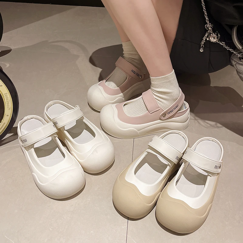 玛丽珍鞋子夏季凉拖鞋两穿2024新款休闲小白鞋丑萌大头鞋