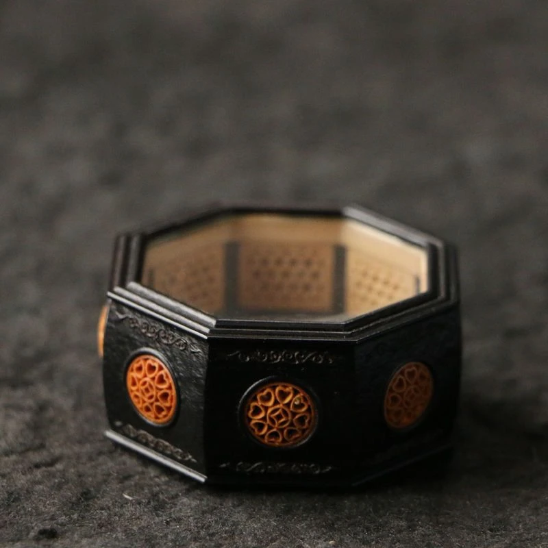 海派名家张圣林精制老玉竹乌木八角万体黄蛉盒竹蛉盒鸣虫盒虫具