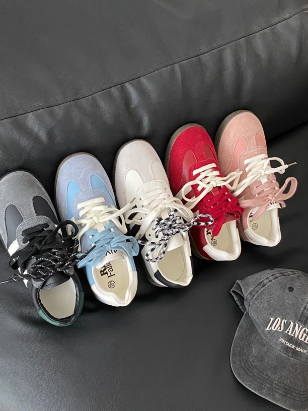 复古红色厚底德训鞋限量版2025春夏新款女百搭休闲超软德训女鞋