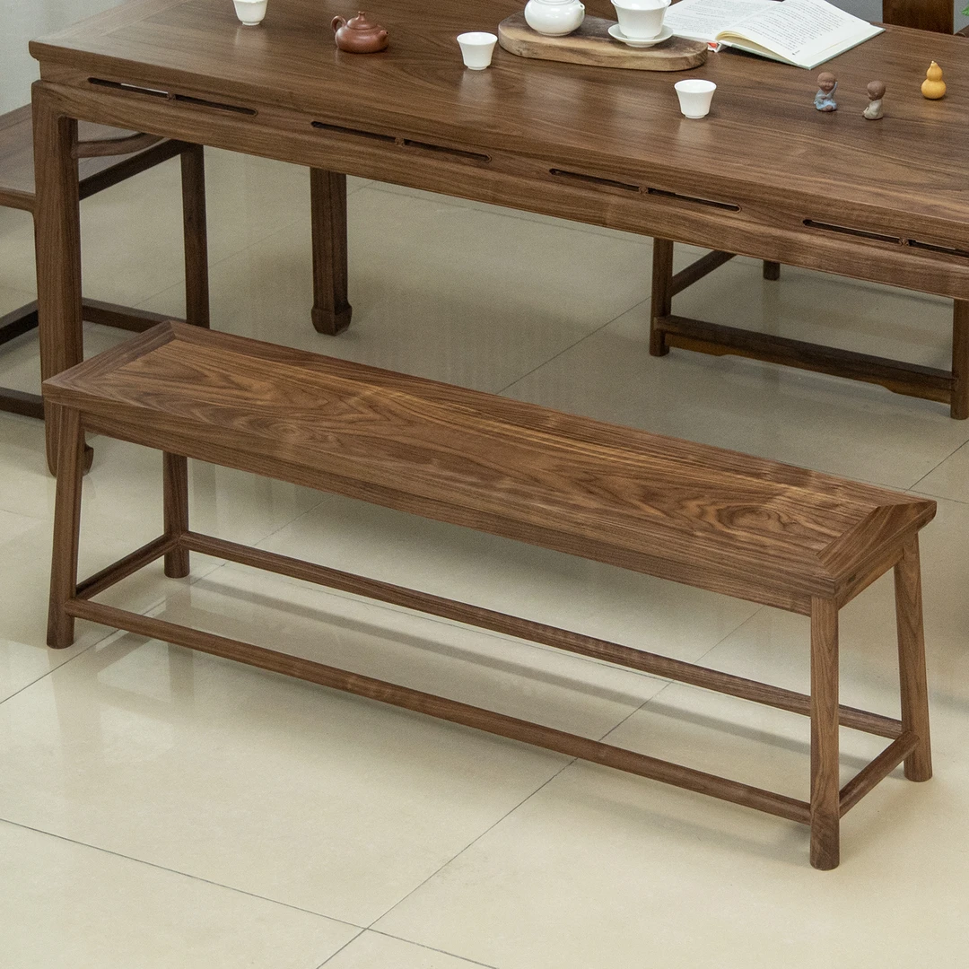 实木长凳长条凳新中式现代简约黑胡桃木板凳餐桌凳子