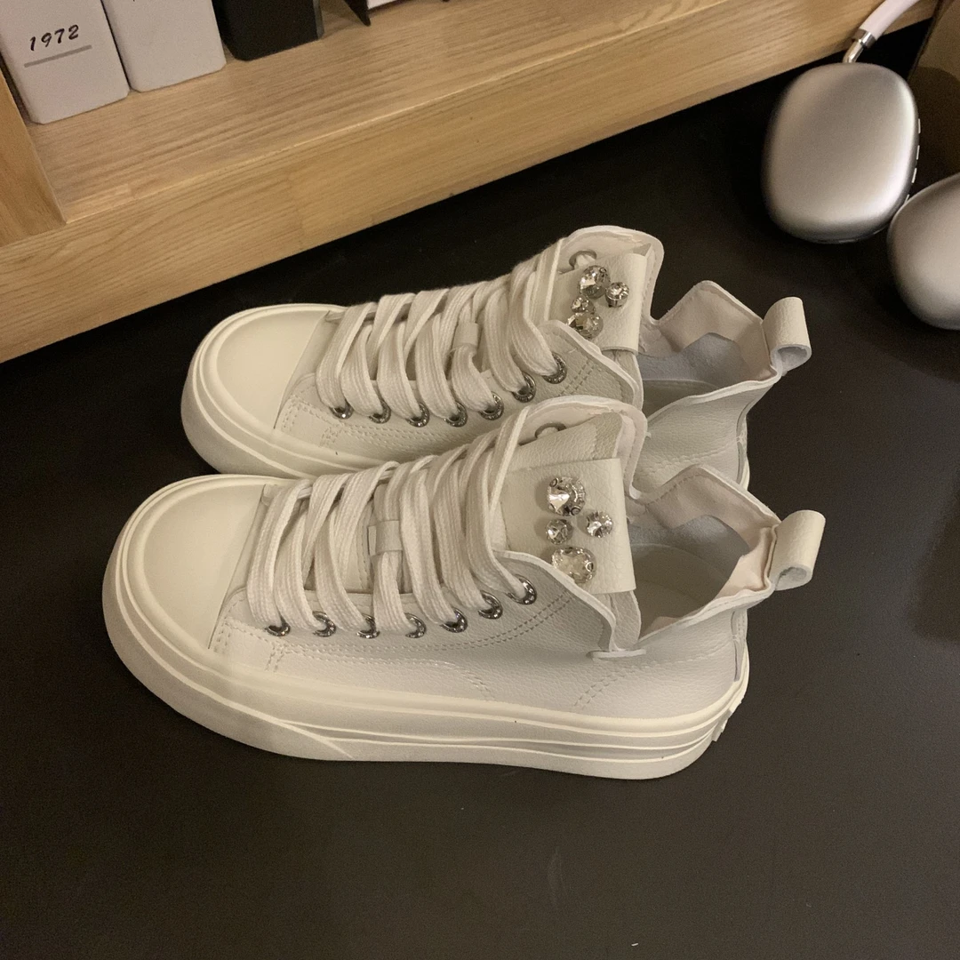 韩版潮流高帮休闲小白鞋女2024夏季新款百搭厚底增高小众板鞋女鞋