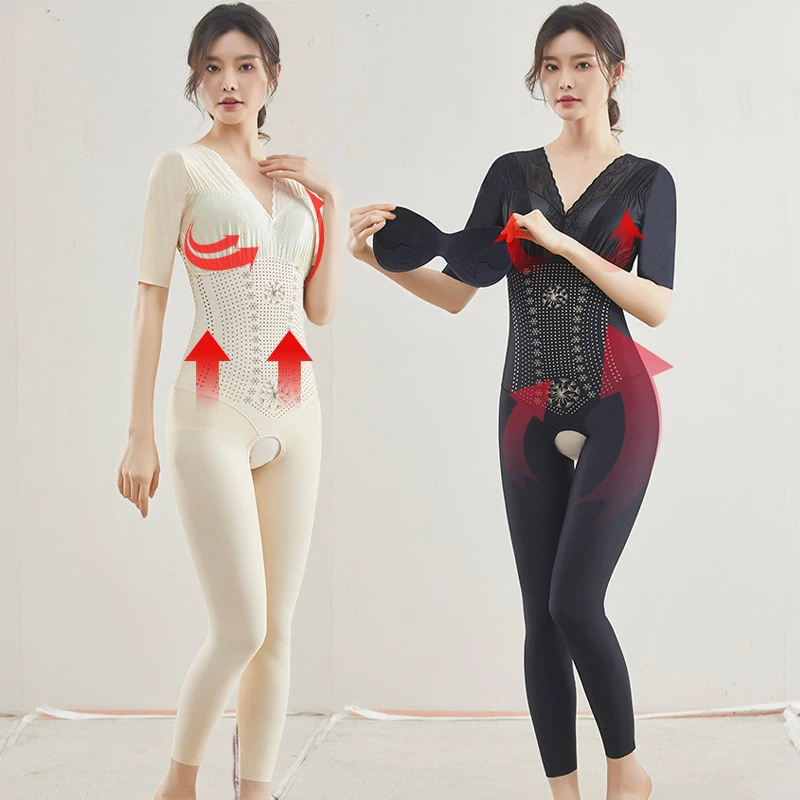 清凉长裤塑身连体衣产后收腹瘦身衣美体开档款塑形美体提臀束身衣