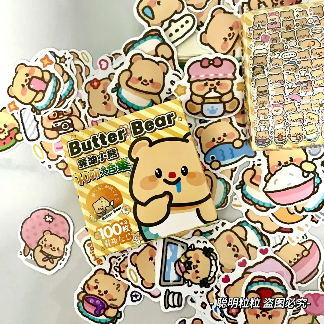 【爱宝】可爱黄油小熊贴纸可爱个性小众防水贴纸ins手账装饰小贴画