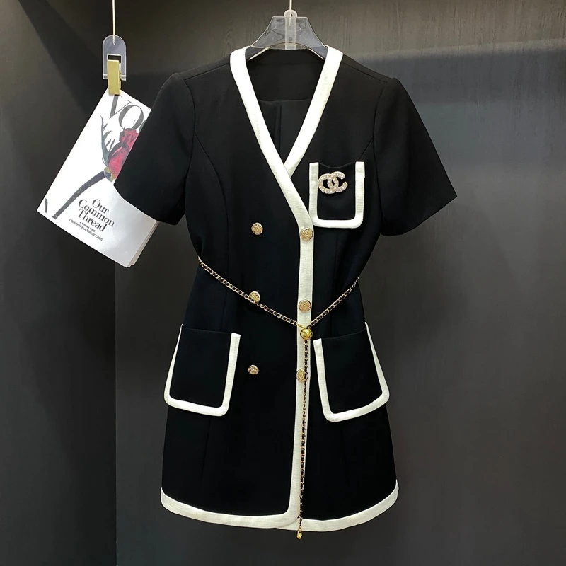 直播V领显瘦裙子气质大气高贵轻奢连衣裙气质／不送腰链