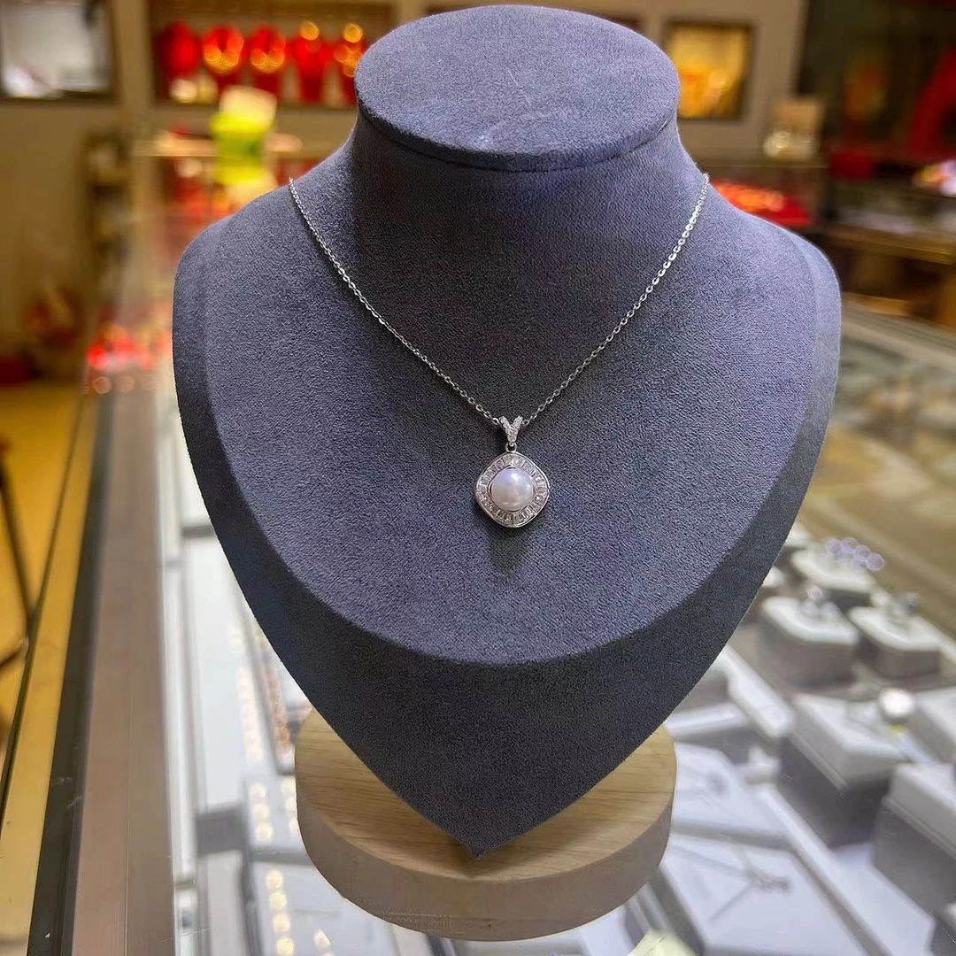 坠链均925银 旺莱 763 贝珠梯方满钻方形套链6 严选款