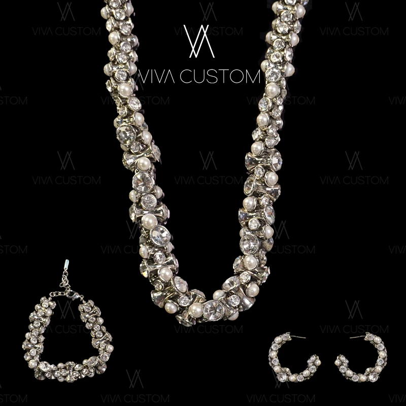 铜合金合成锆石耳饰 (鎏金岁月系列)优雅高级圆球串珠套装