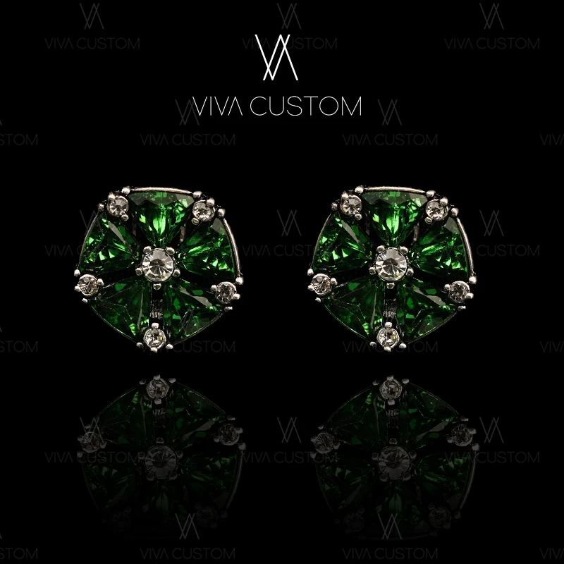 合金合成锆石耳饰 （精工系列）灵动闪耀五瓣花朵耳饰-520礼遇