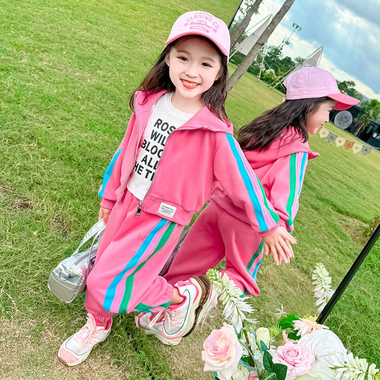 套装韩版春秋纯色女童中小童父亲节儿童节网红洋气时尚春季女孩