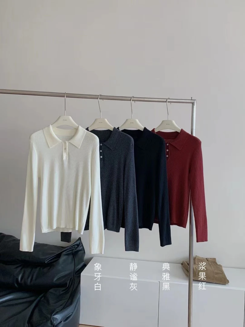 2024女士新款翻领打底衫2420