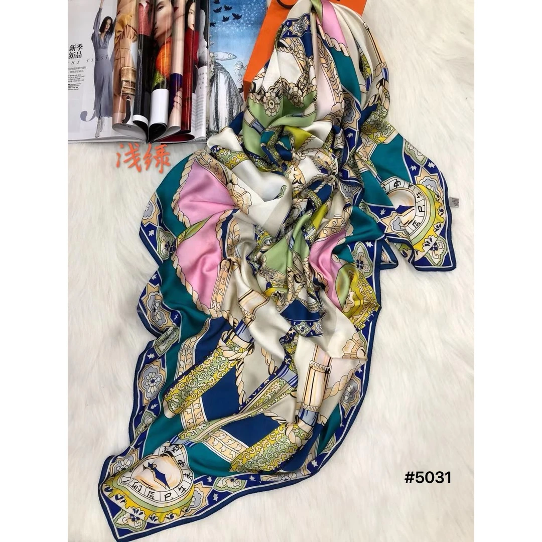 100新款百搭杭州丝绸丝巾140*140#5031