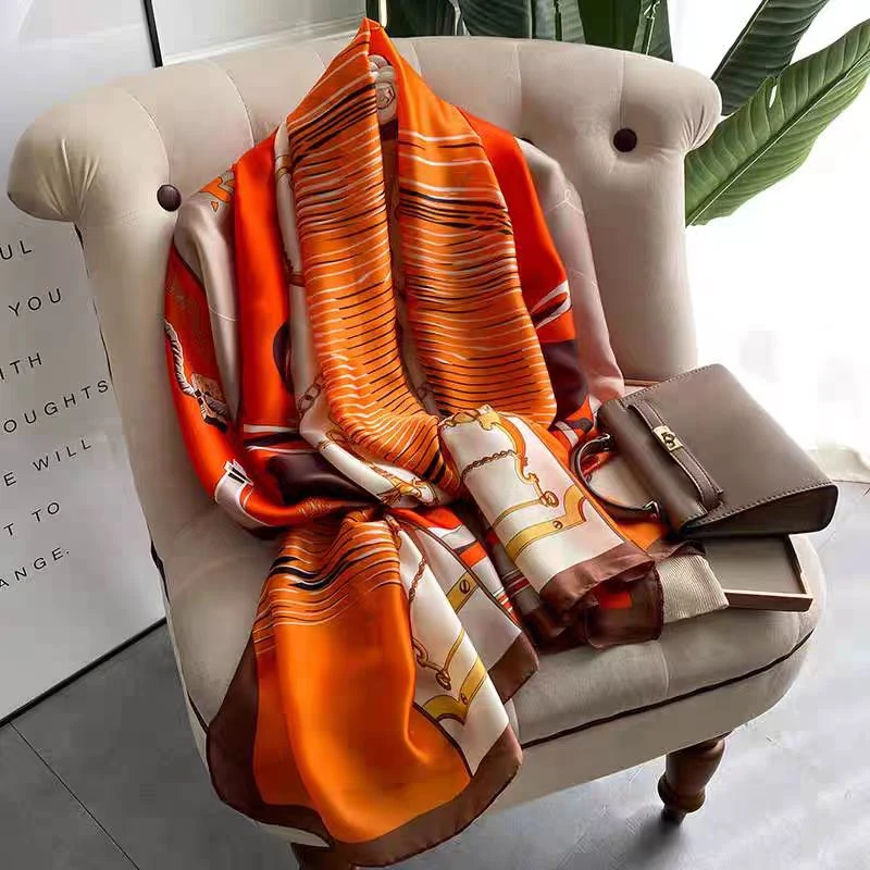 100新款百搭杭州丝绸丝巾90*180#9037