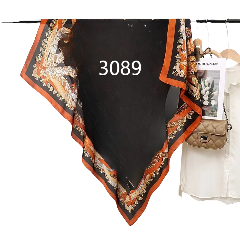 100新款百搭杭州丝绸丝巾110*110#3089