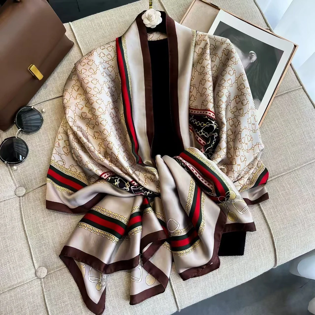 100新款百搭杭州丝绸丝巾90*180#9001