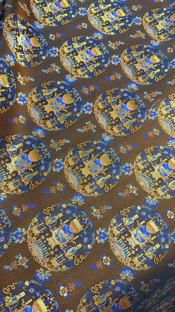 点翠140门幅正宗老宋锦面料（带钢印）