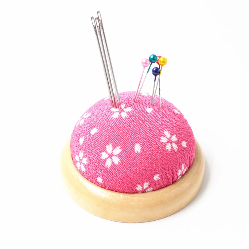 针插包手工布艺diy十字绣工具小黑夹包原木底座针座 针扎彩色珠针