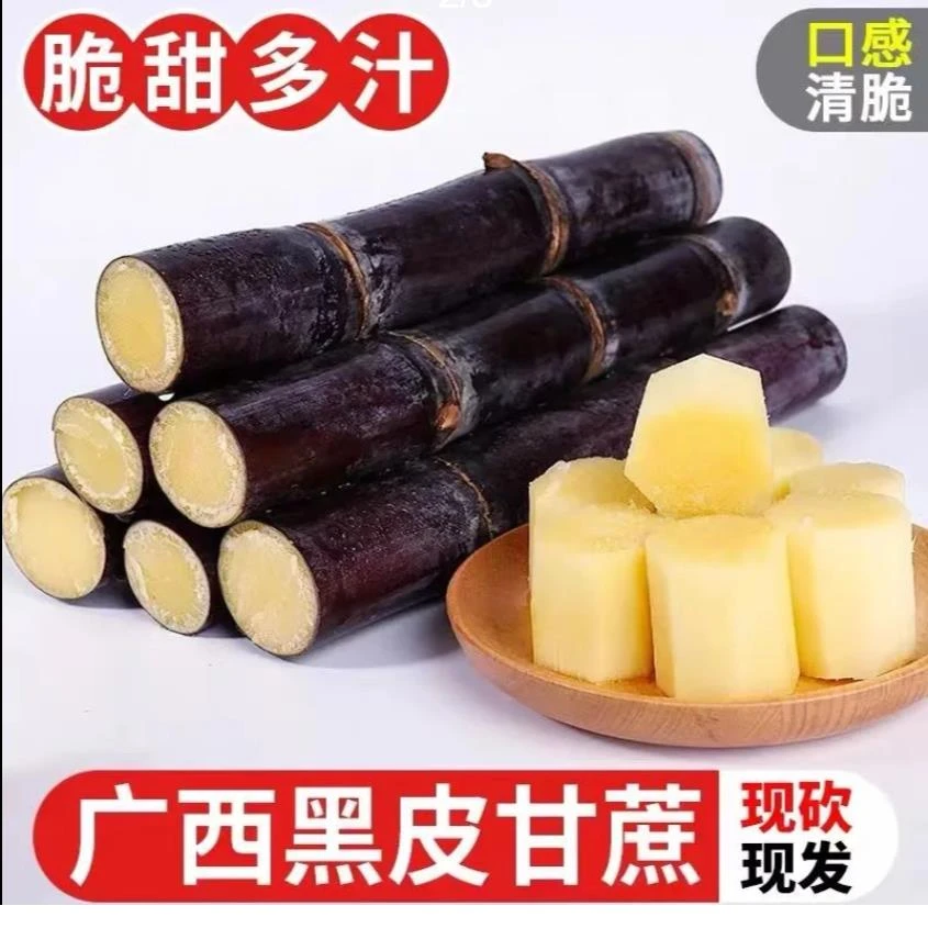 广西优质正宗黑皮甘蔗整根甘蔗新鲜水果现砍现发大甘蔗整段实惠甜