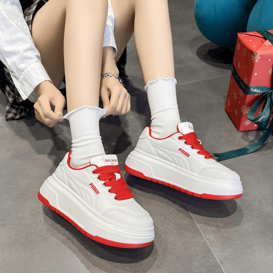 休闲女鞋新款春季时尚百搭松糕小白鞋女厚底运动鞋子
