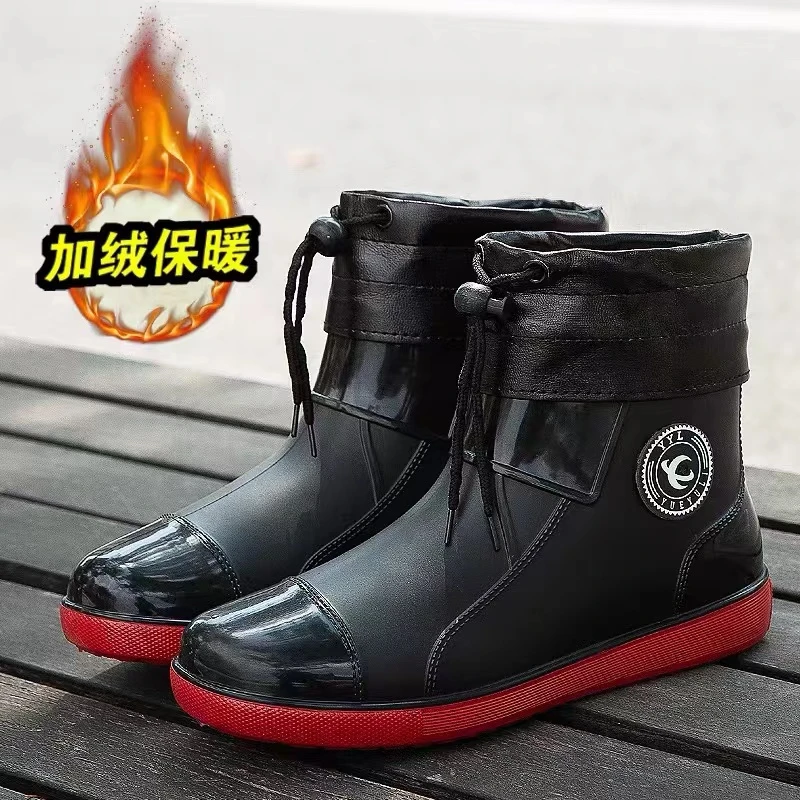 雨鞋男款秋冬加绒保暖雨靴防水防滑耐磨雨天钓鱼工作水鞋厨房鞋子