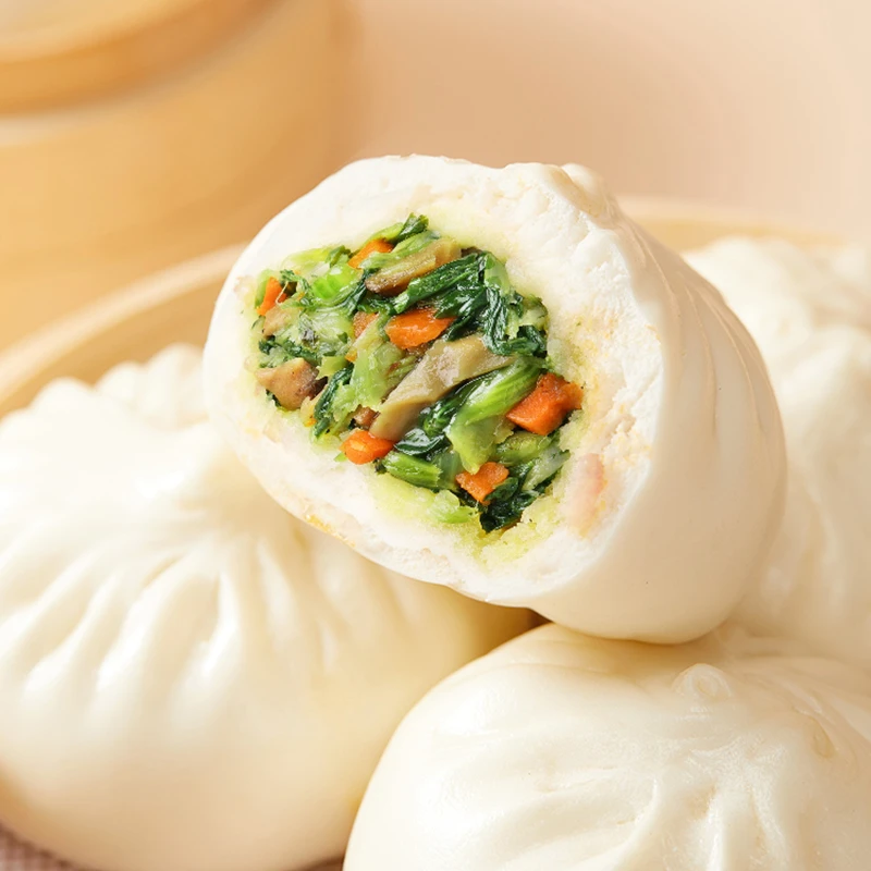 (众明味)青菜香菇包子800克每袋10个速冻半成品加热即食商用速食