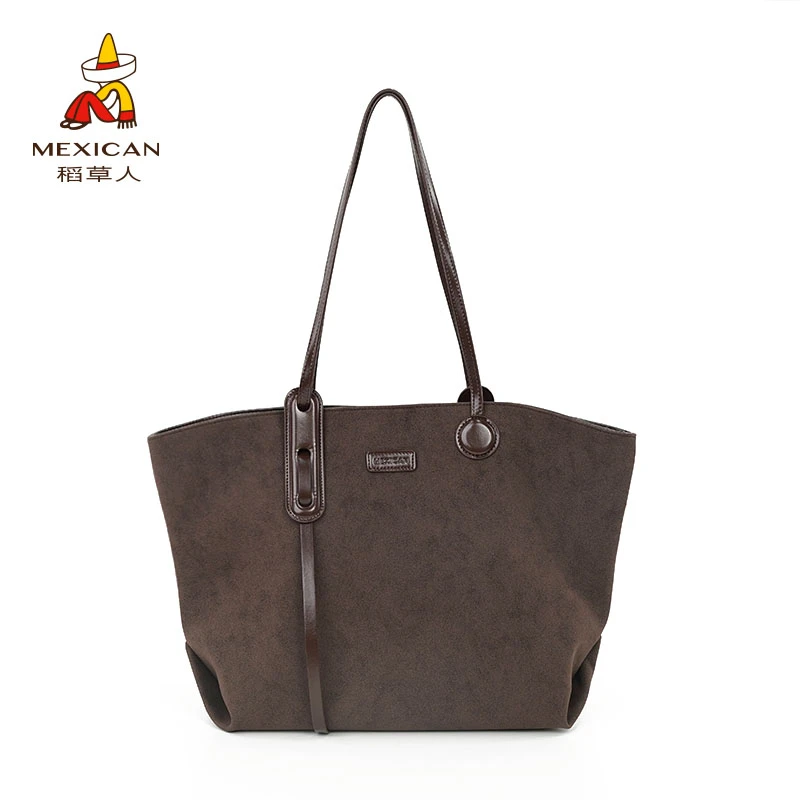 Mexican/稻草人2024年秋冬新款通勤休闲大容量托特质感单肩包