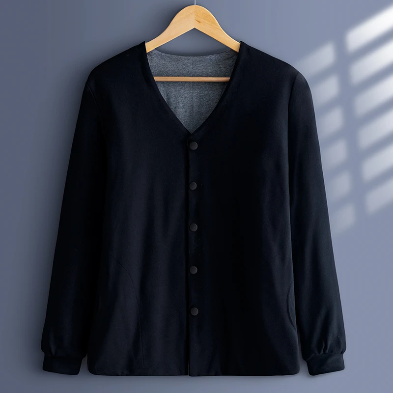 棉花男士保暖棉衣 爸爸居家休闲棉袄外套 中老年开衫棉袄秋冬季