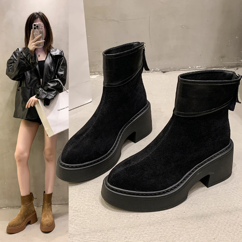 断码福利-秋冬季厚底加绒短筒马丁靴女小短靴女靴子367-2