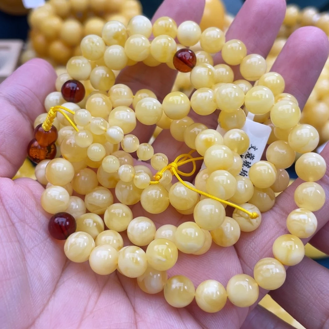 琥珀裸石未镶嵌琥珀蜜蜡108多圈7m m
