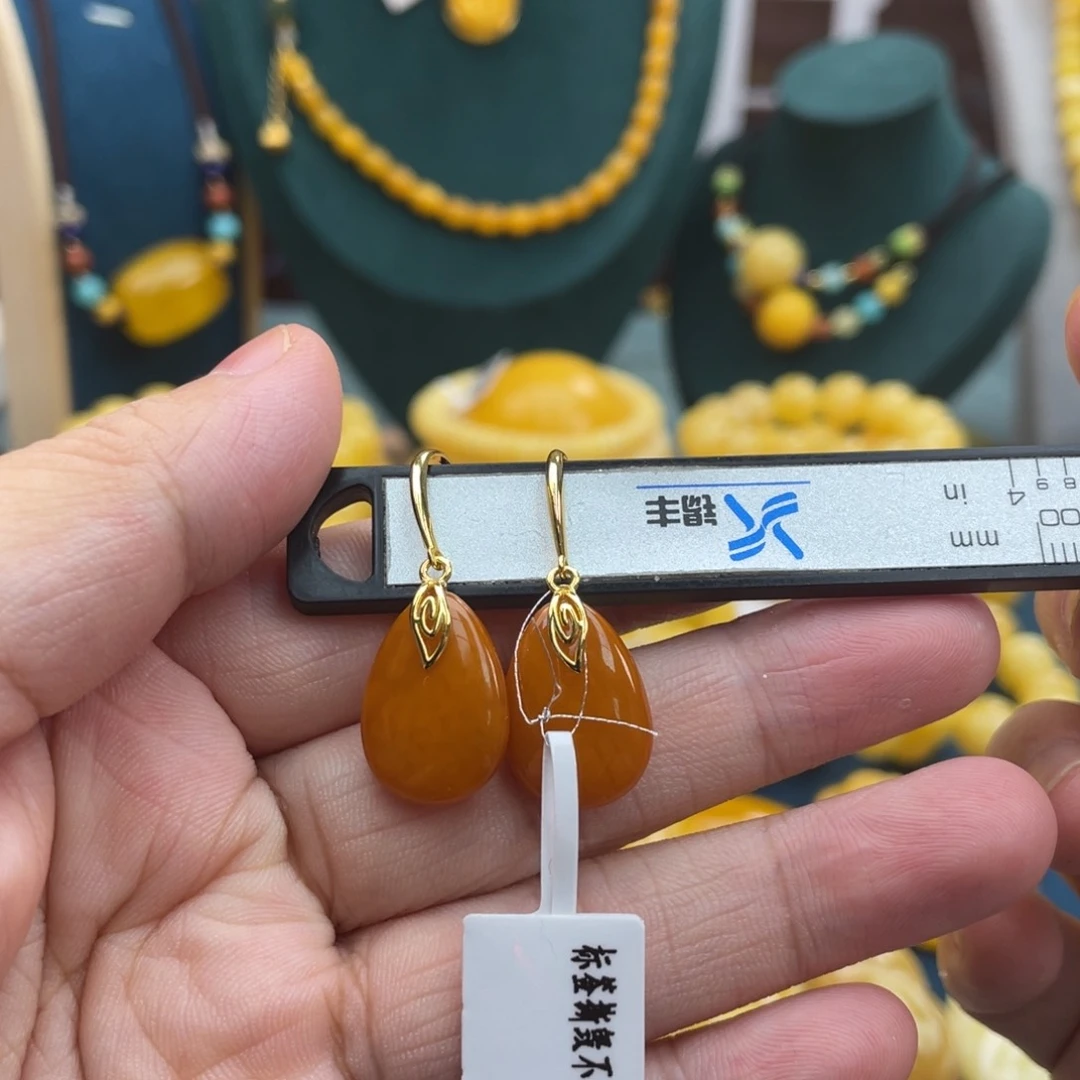 琥珀裸石银S925镶嵌琥珀蜜蜡