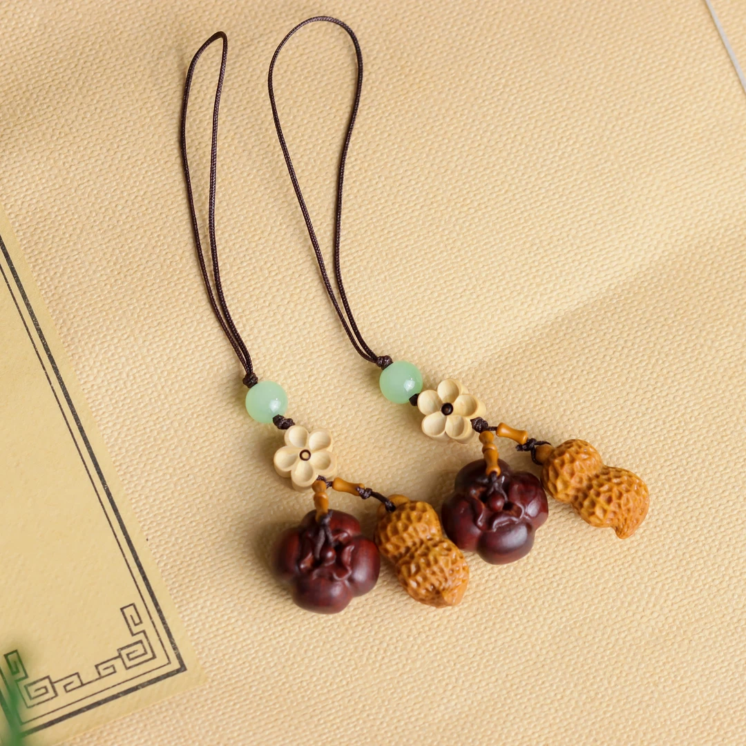 血檀黄金檀好事发生柿子花生精雕挂饰（多样性发货 发其一）