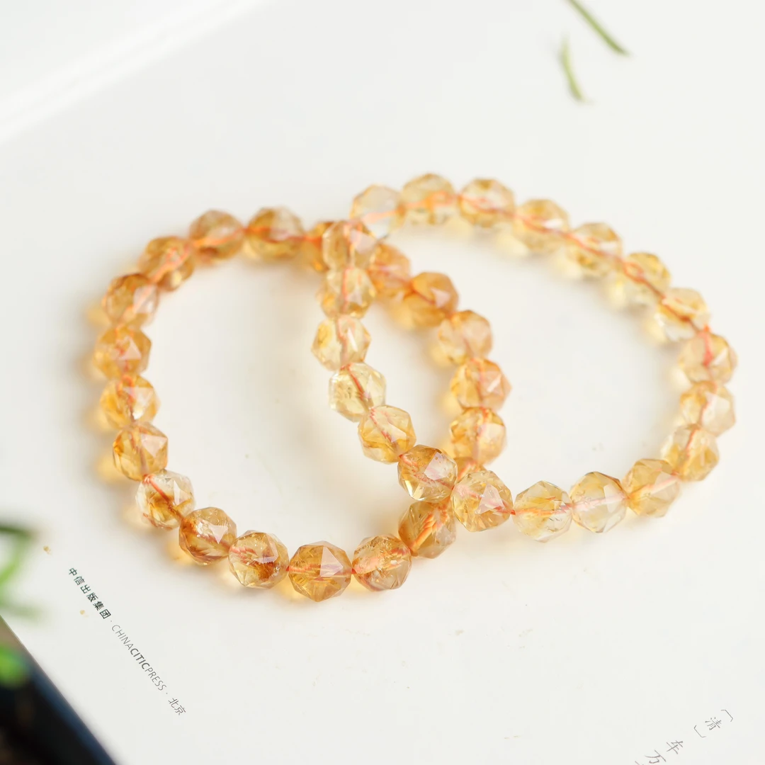 黄塔晶多面切割爆闪珠简约男女款单圈手串（多样性发货 发其一）