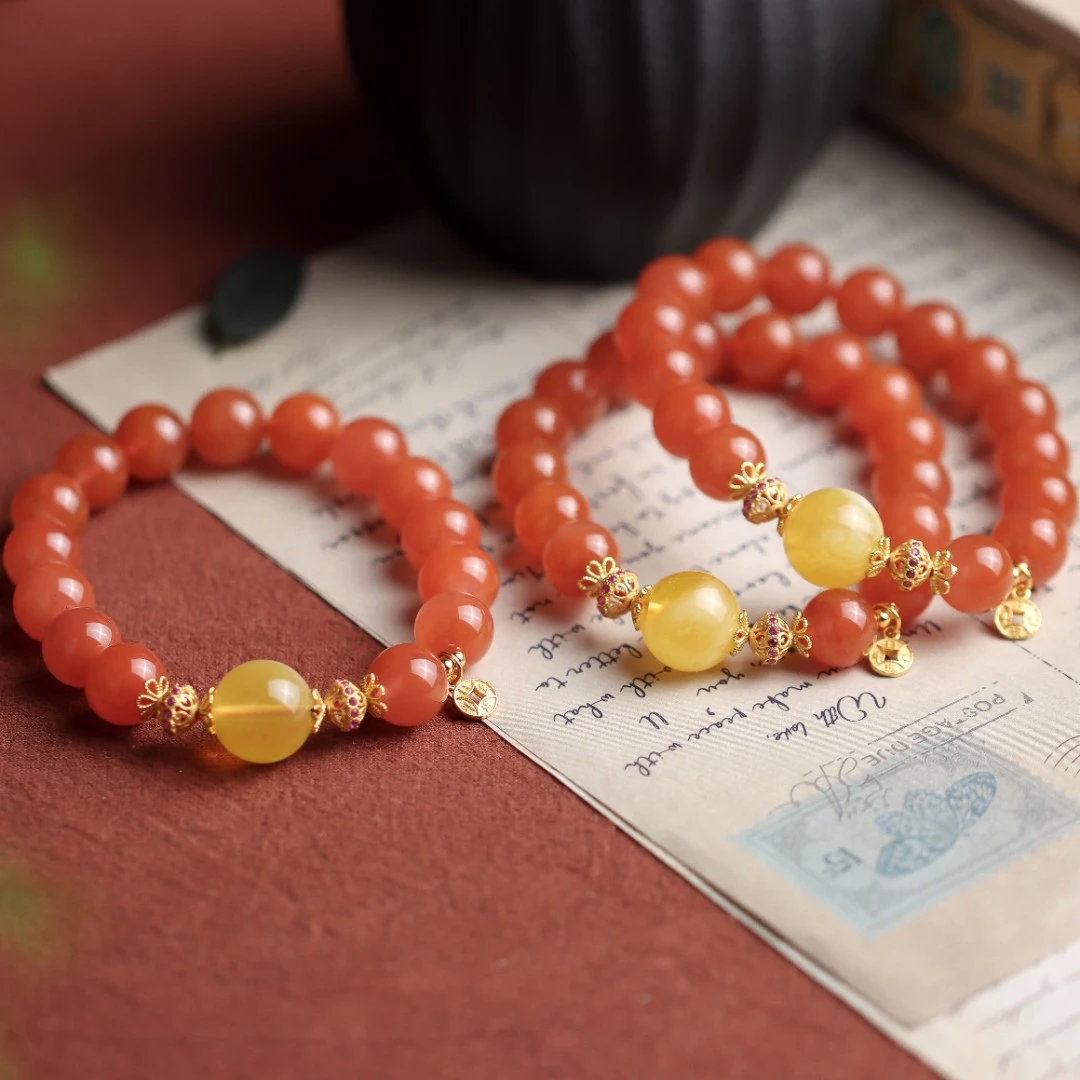 南红玛瑙圆珠DIY送礼女款单圈手串（多样性发货 发其一）