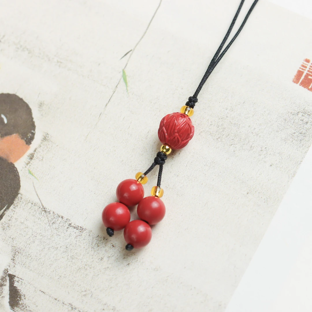 含辰砂工艺品莲花流苏民族风饰品挂件