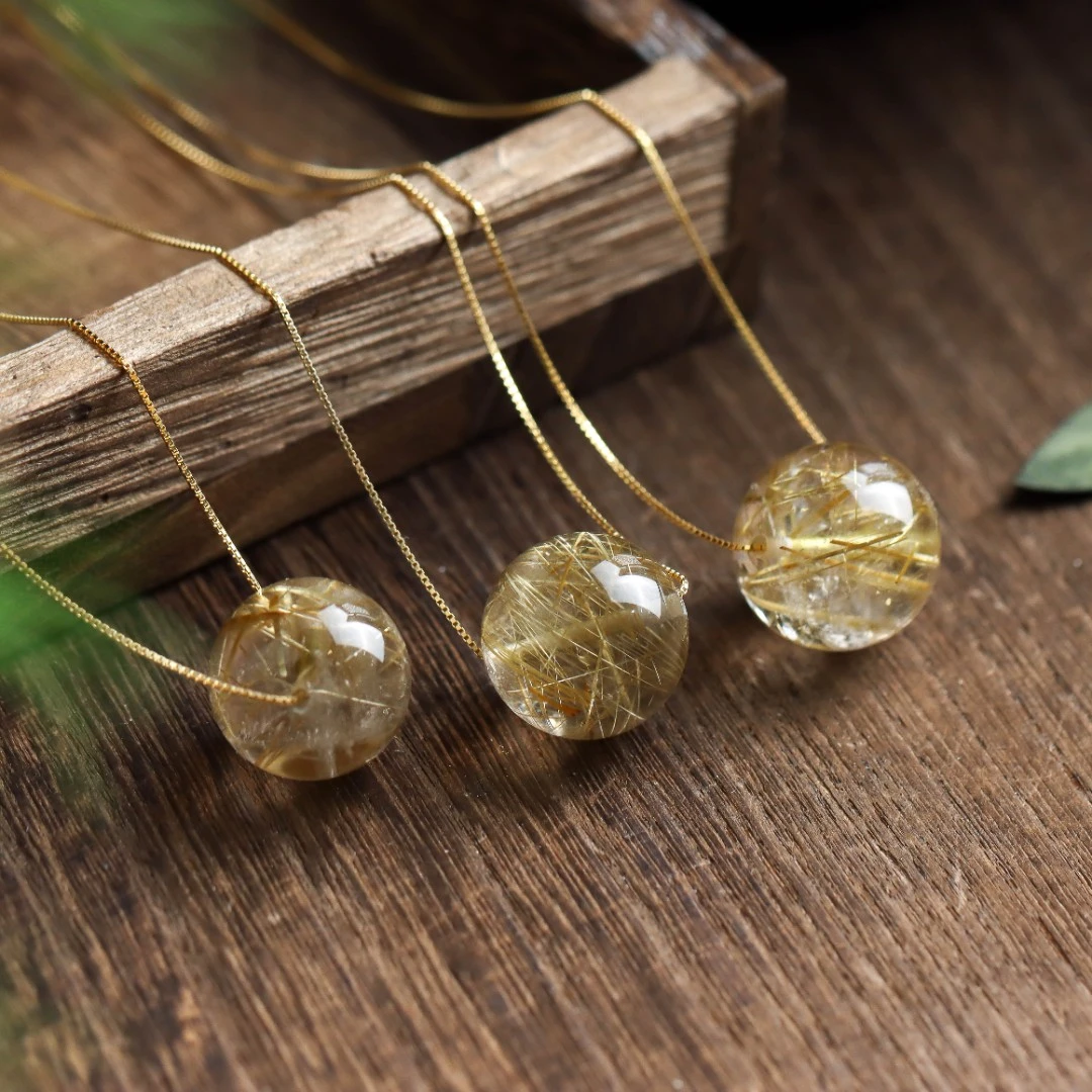 金发晶圆珠送礼女款大单珠吊坠赠银链(多样性发货 发其一)