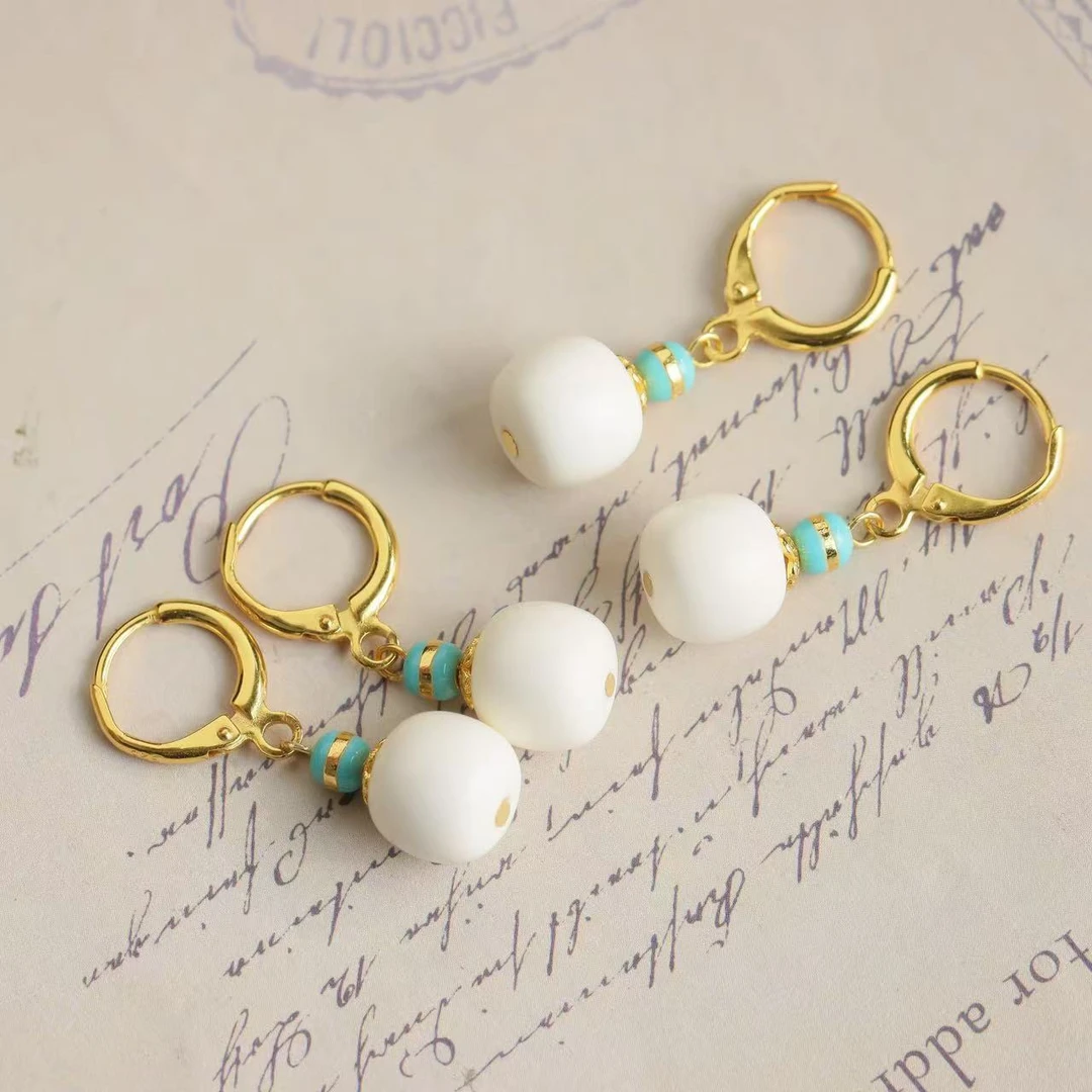 猛犸牙老型珠手工DIY送礼女款耳钩耳饰（多样性发货 发其一）