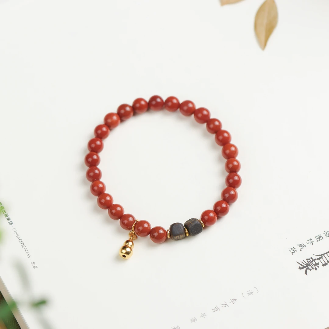 南红玛瑙圆珠葫芦时尚轻奢百搭手工diy女款单圈手串