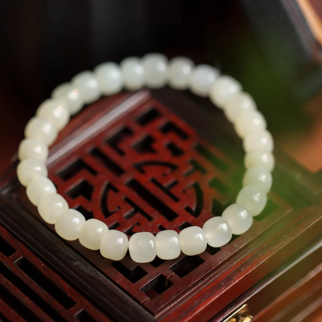 和田玉老型珠时尚精致个性简约气质百搭女款单圈手串