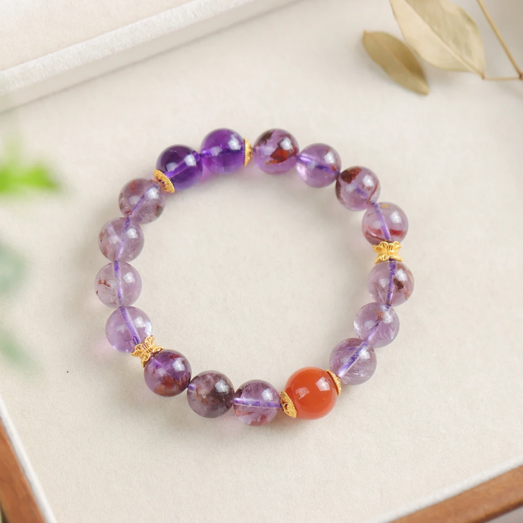 紫幽灵圆珠民族风手工DIY气质百搭女款单圈手串