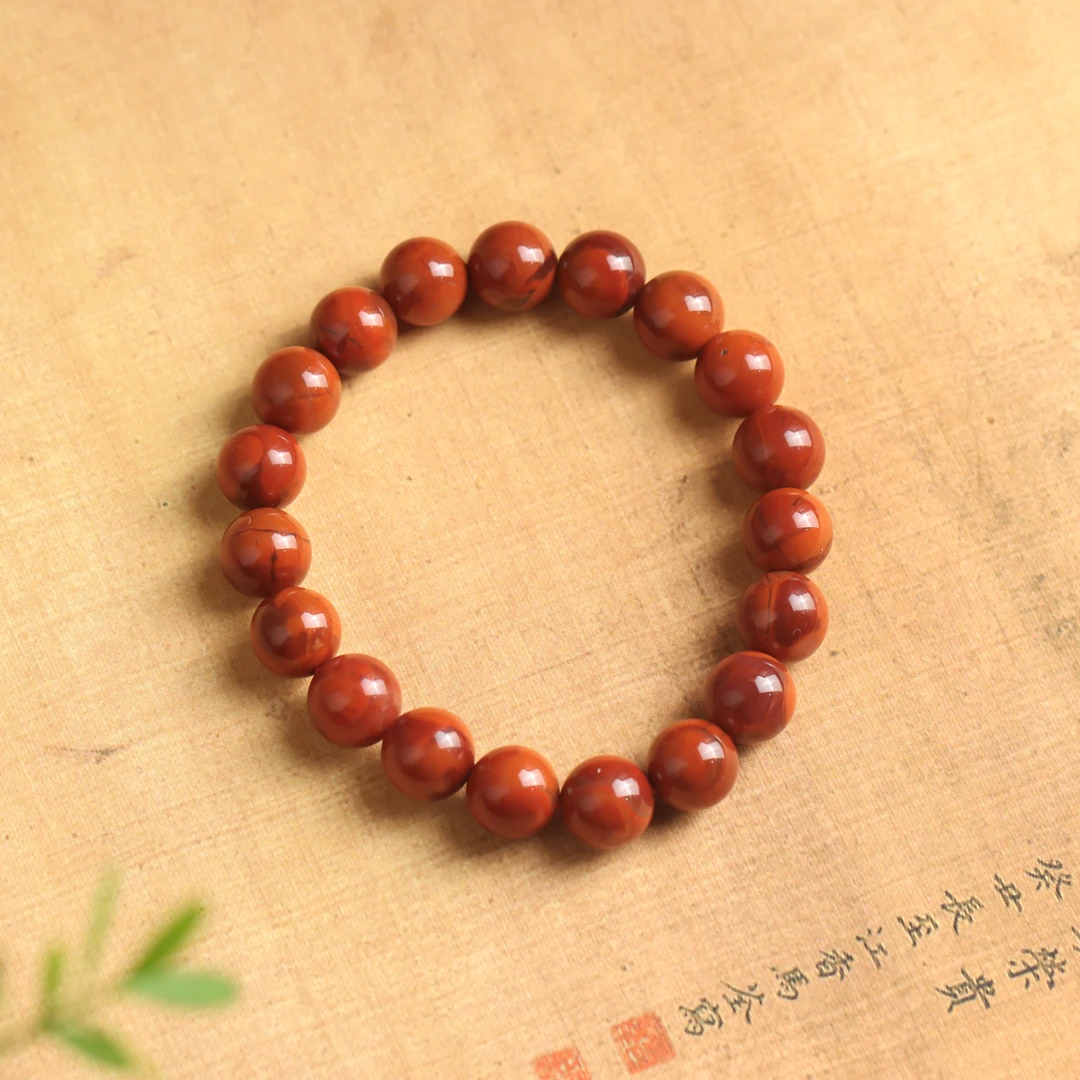 南红玛瑙圆珠素款简约民族风百搭女款单圈手串