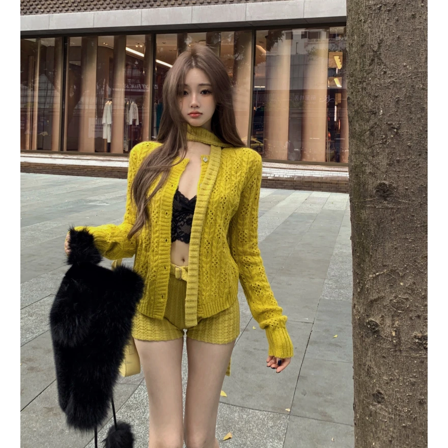 韩系复古气质穿搭小香风轻奢时尚百搭高级感上衣显瘦高腰小众短裤