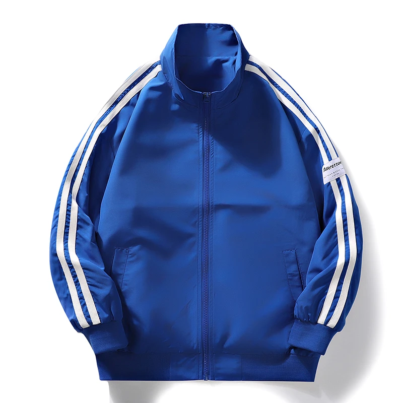 外套夹克休闲潮流韩版情侣帅气韩版百搭立领春季宽松上衣两条杠