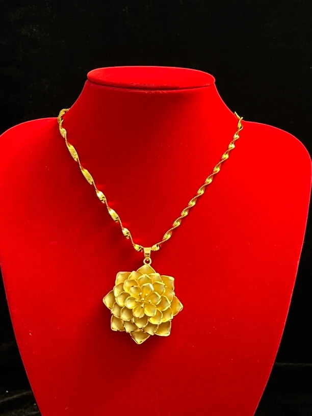 铜合金项链 富贵精致多层大玫瑰花吊坠项链