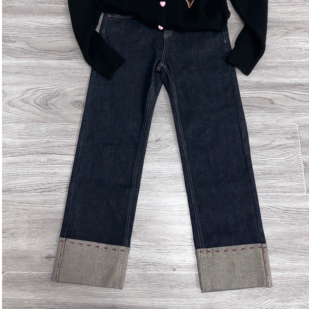 【原歌】春款 翻边明线牛仔裤 YG302